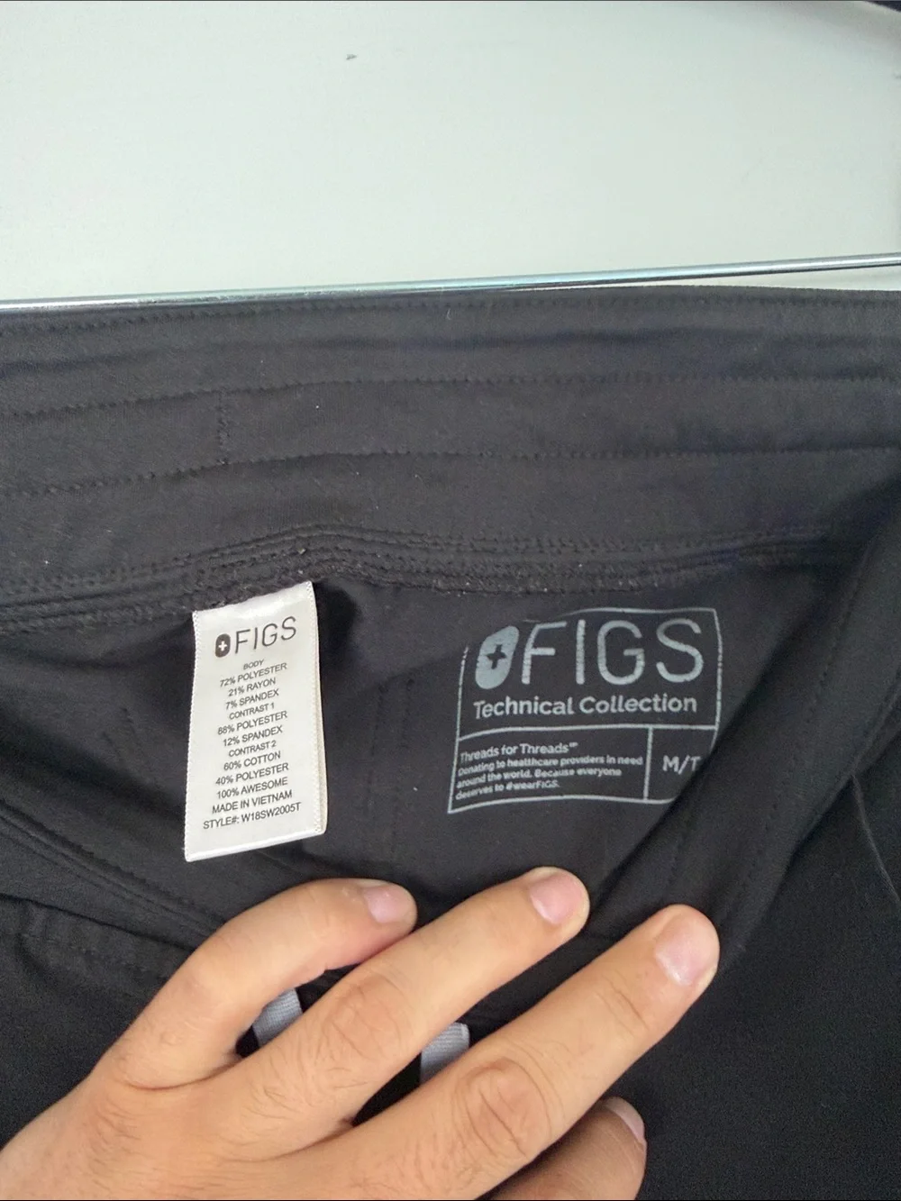 Figs Men's Black Joggers with White Drawstring